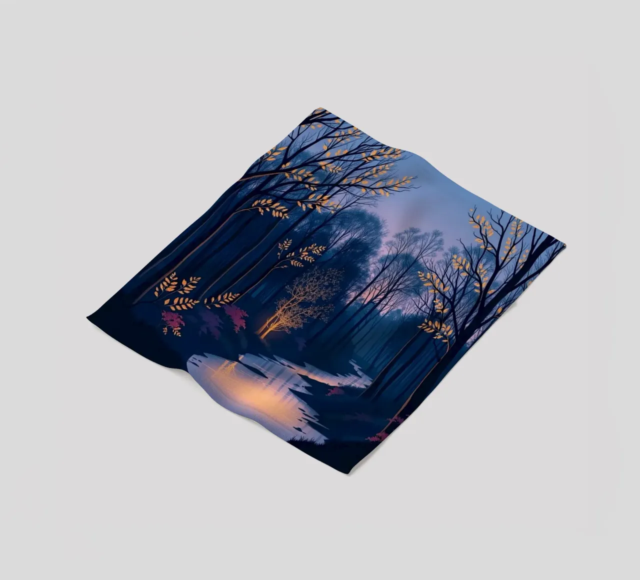 A Tranquil Dusk in the Enchanted Forest fleece blanket by Artistic-shop