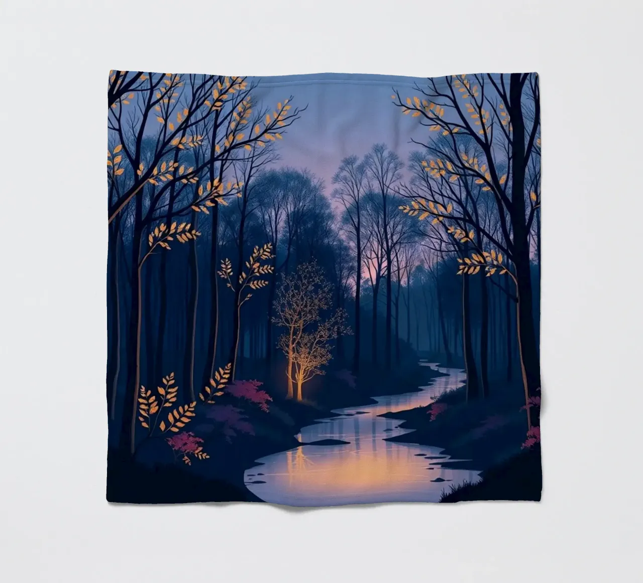 A Tranquil Dusk in the Enchanted Forest fleece blanket by Artistic-shop