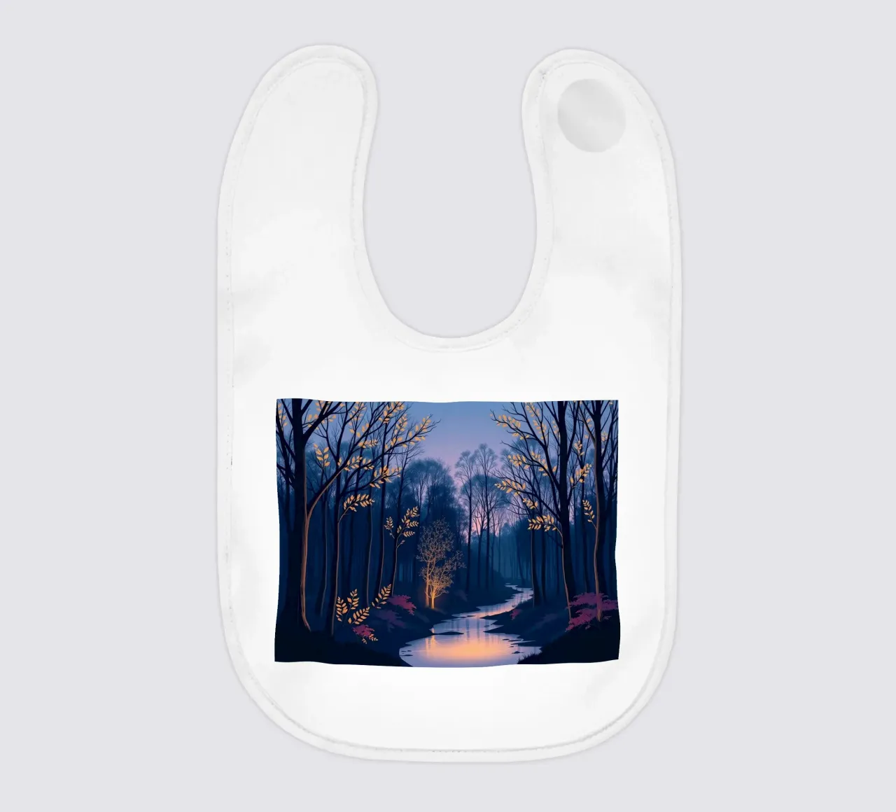 Un tranquillo crepuscolo nella foresta incantata bavaglino da Artistic-shop