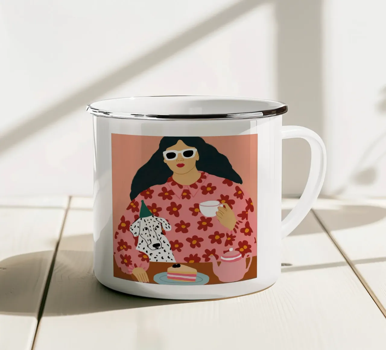 L'ora del tè dalmata tazza in smalto da Peak Delusion