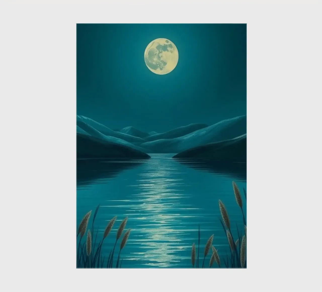 A Serene Moonlit Lake Amidst Whispering Reeds notebook by Artistic-shop