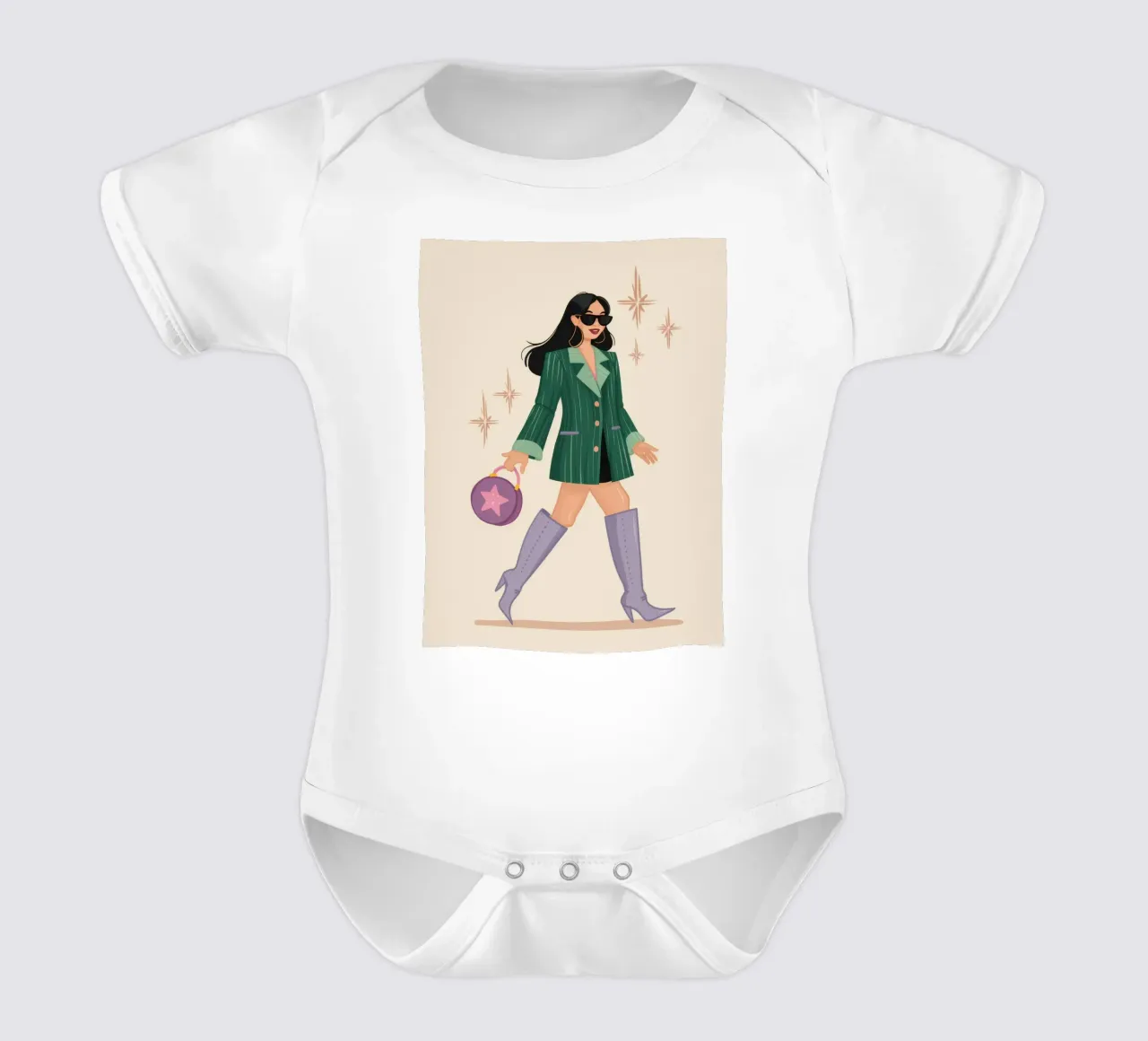 Grüner Mantel Stride Kurzarm Babybody von Peak Delusion