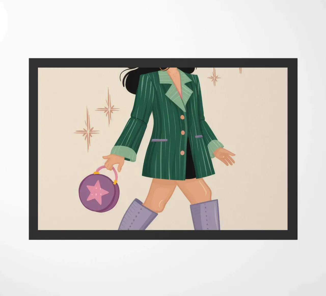 Green Coat Stride doormat by Peak Delusion