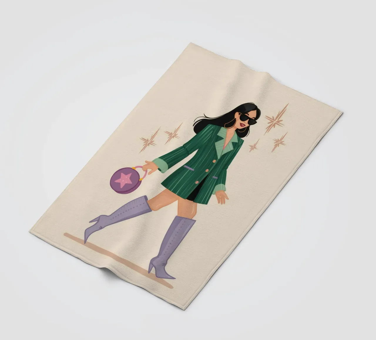 Green Coat Stride fleece blanket by Peak Delusion