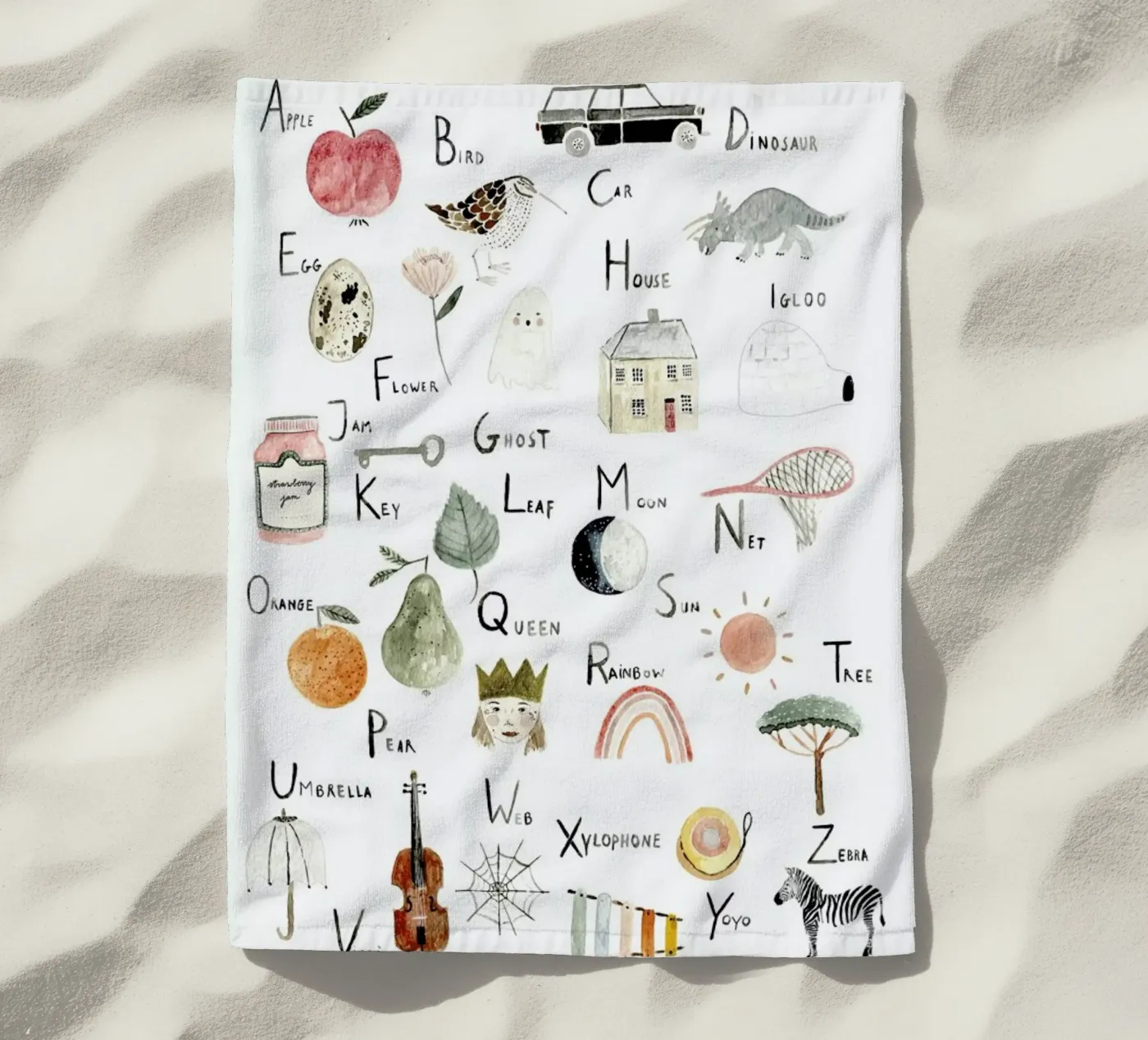 Abc beach towel by Isabelle Vandeplassche