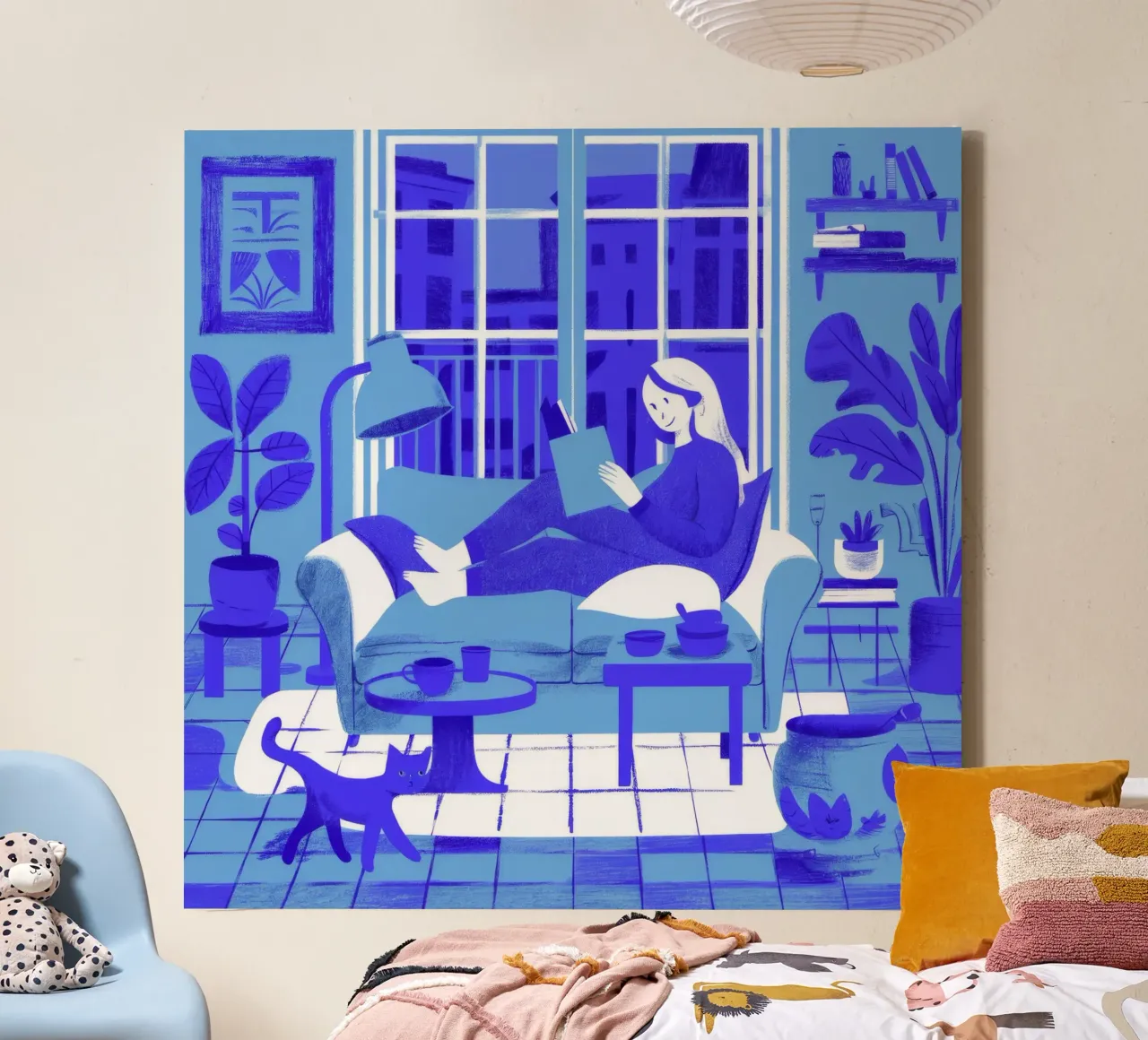 Lecture de la chambre bleue toile avec Caisse américaine de Peak Delusion