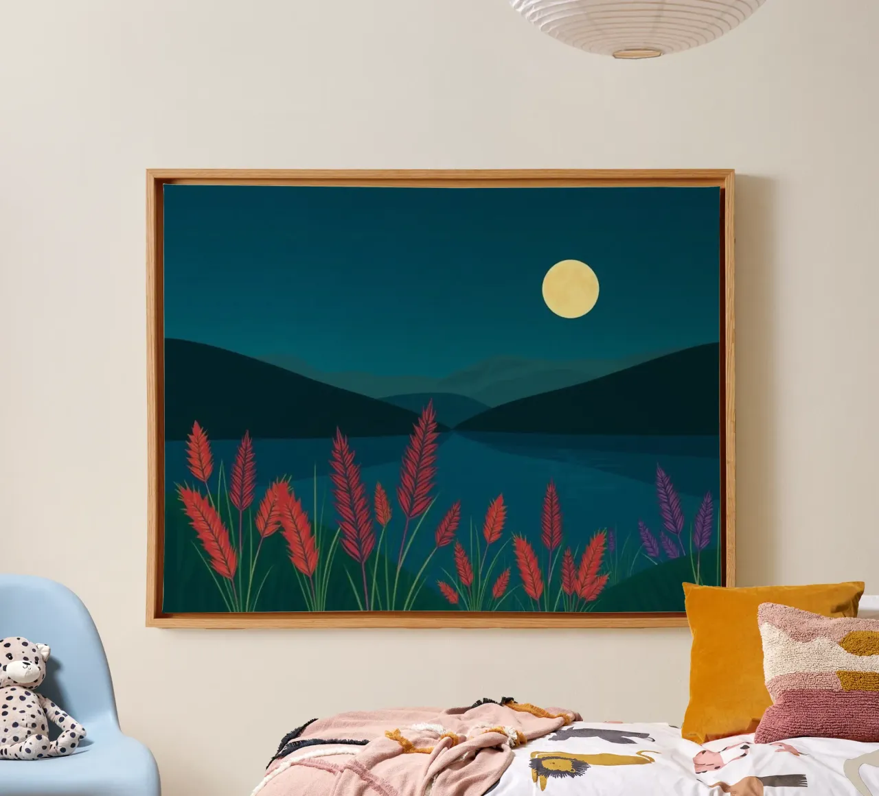 Een rustig landschap canvas met Baklijst van Artistic-shop