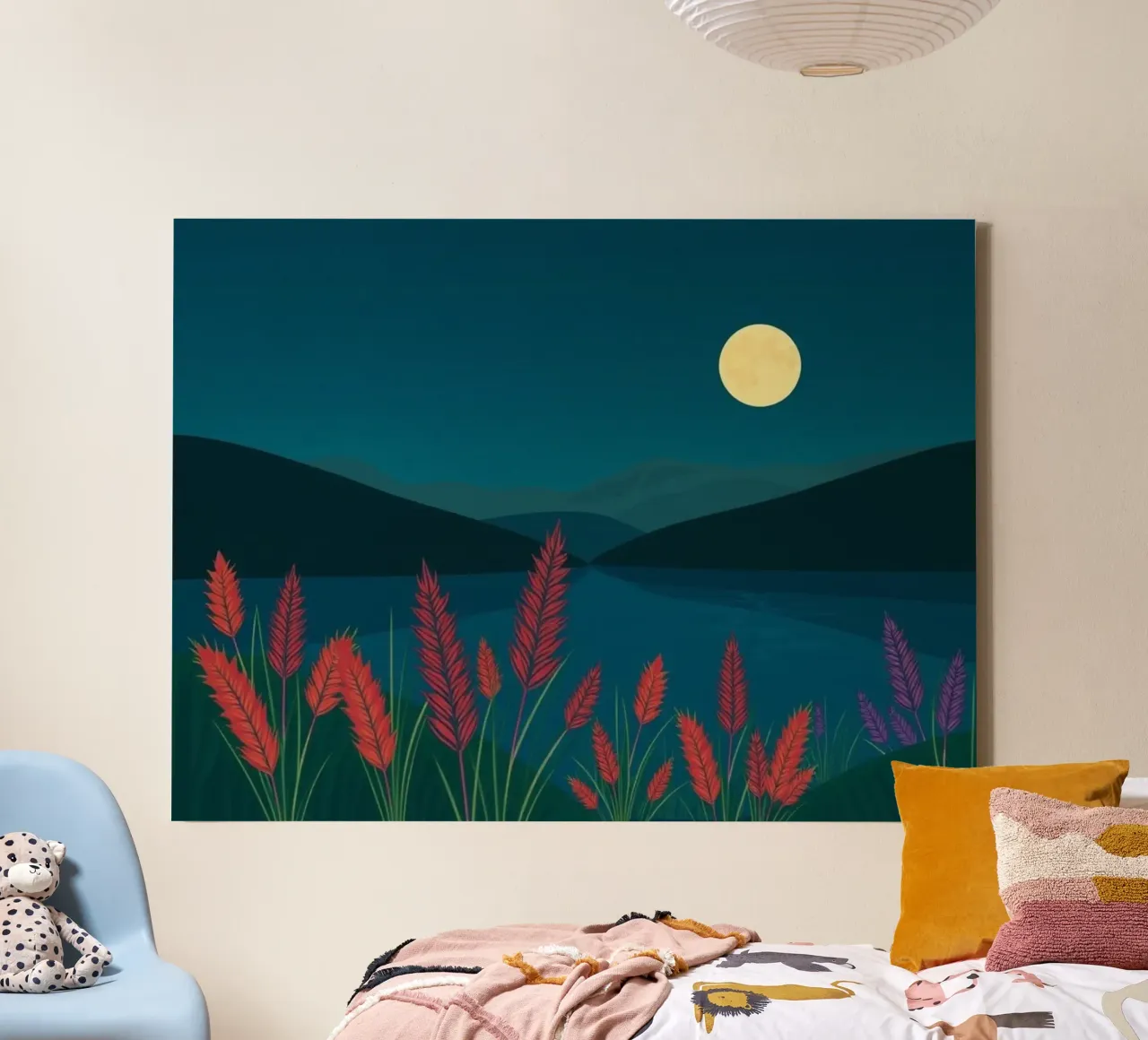 Een rustig landschap canvas met Baklijst van Artistic-shop