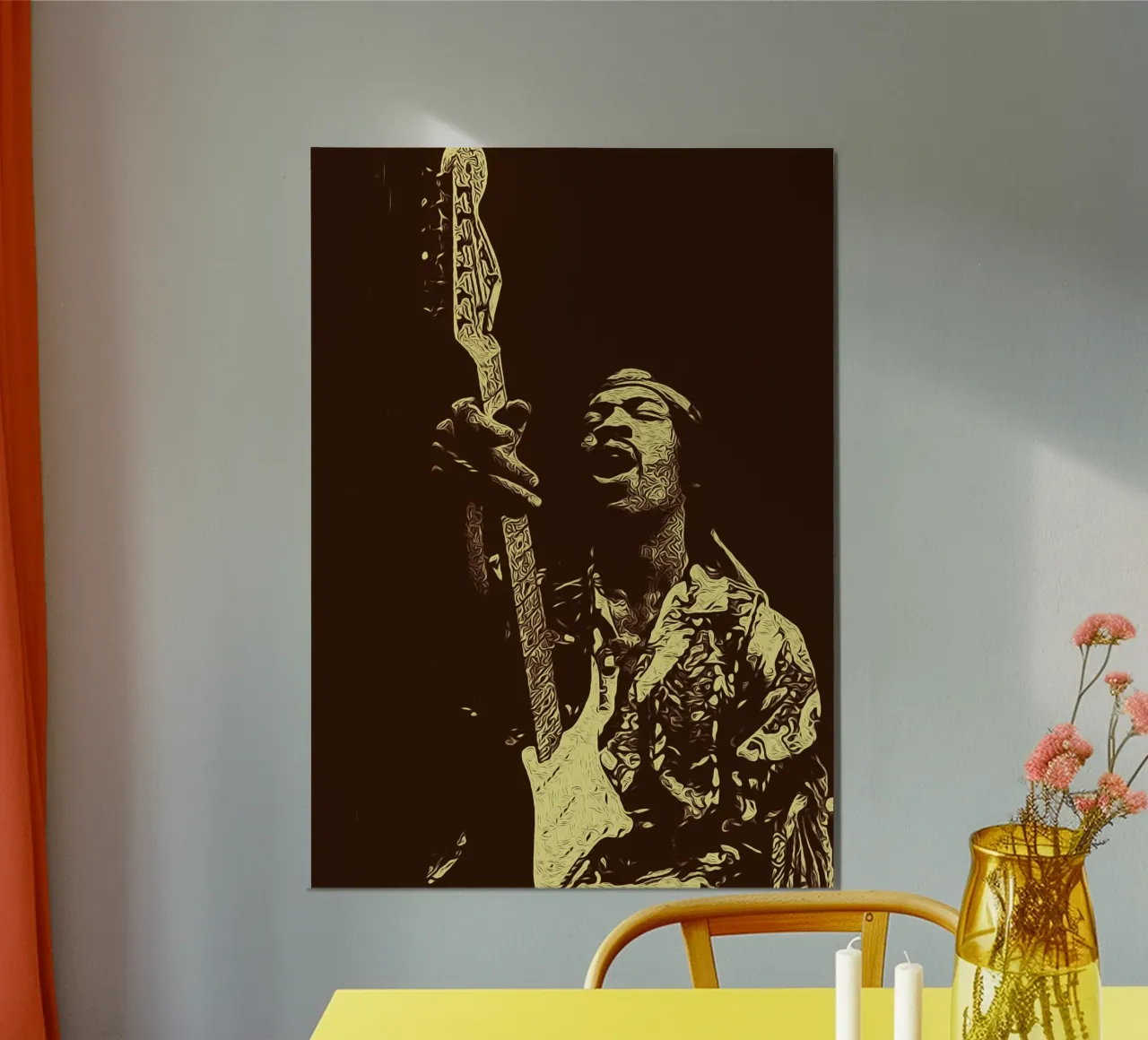 Chitarristi di tutti i tempi Jimi Hendrix alluminio dibond da singpentinksale