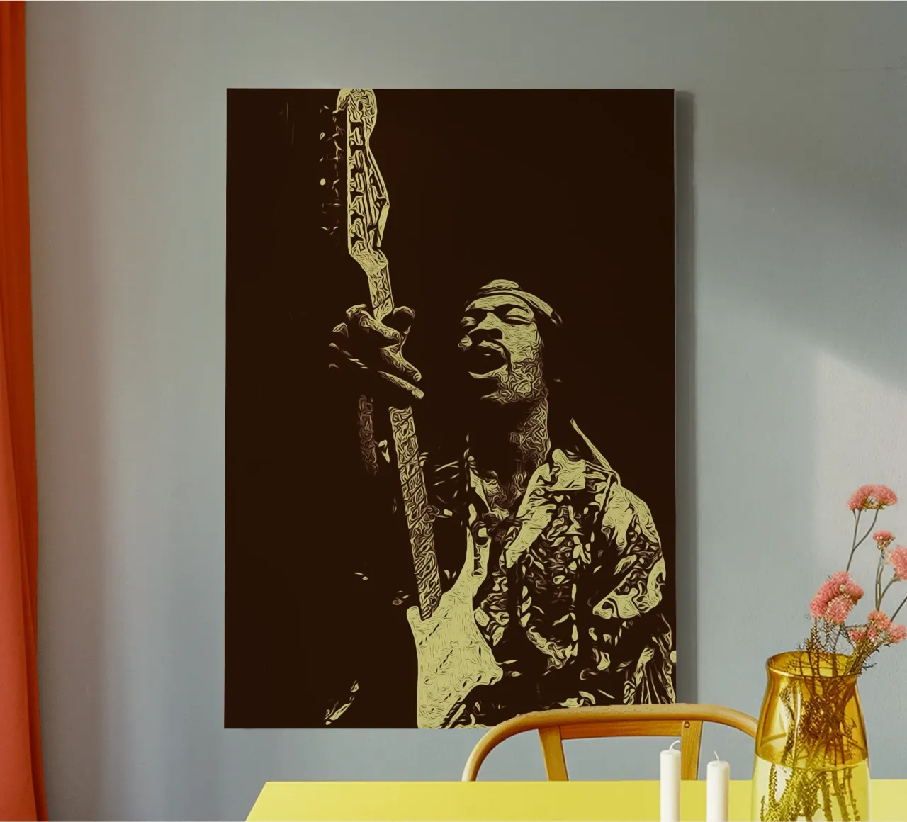 Chitarristi di tutti i tempi Jimi Hendrix tela con Cornice a cassetta da singpentinksale