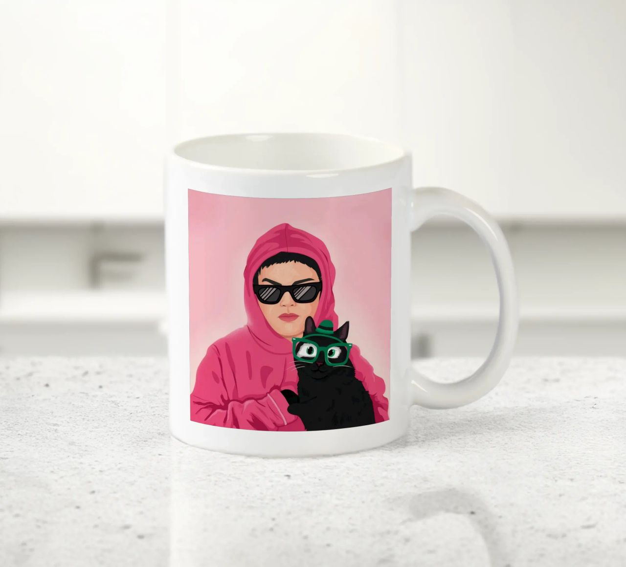 Felpa con cappuccio rosa Enigma tazza in ceramica da Peak Delusion