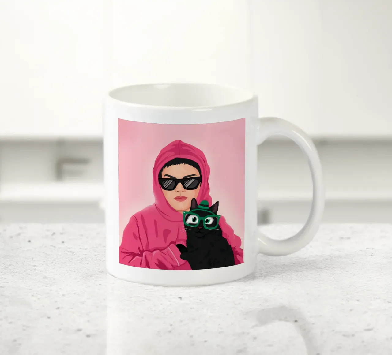 Felpa con cappuccio rosa Enigma tazza in ceramica da Peak Delusion
