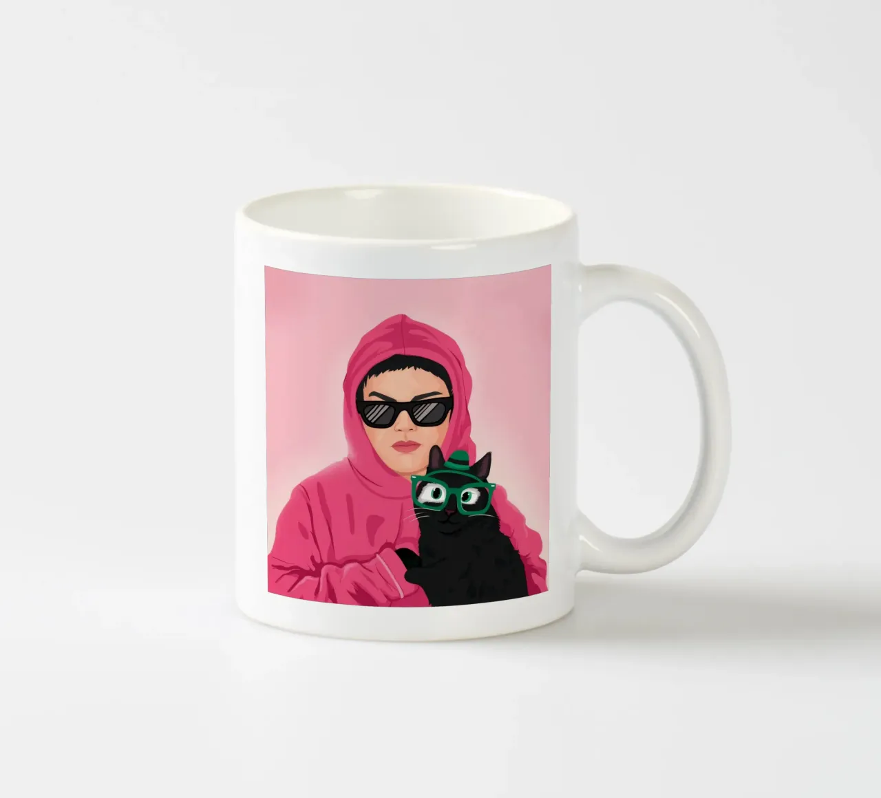 Felpa con cappuccio rosa Enigma tazza in ceramica da Peak Delusion