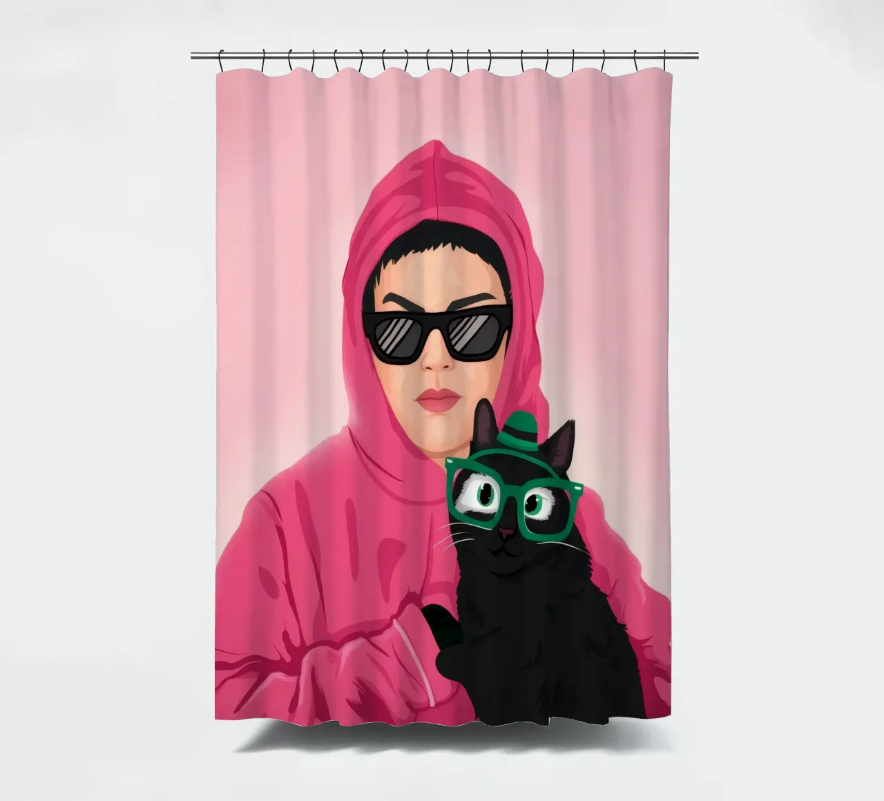 Felpa con cappuccio rosa Enigma tenda da doccia da Peak Delusion