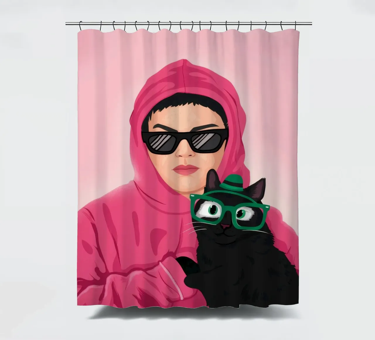 Felpa con cappuccio rosa Enigma tenda da doccia da Peak Delusion