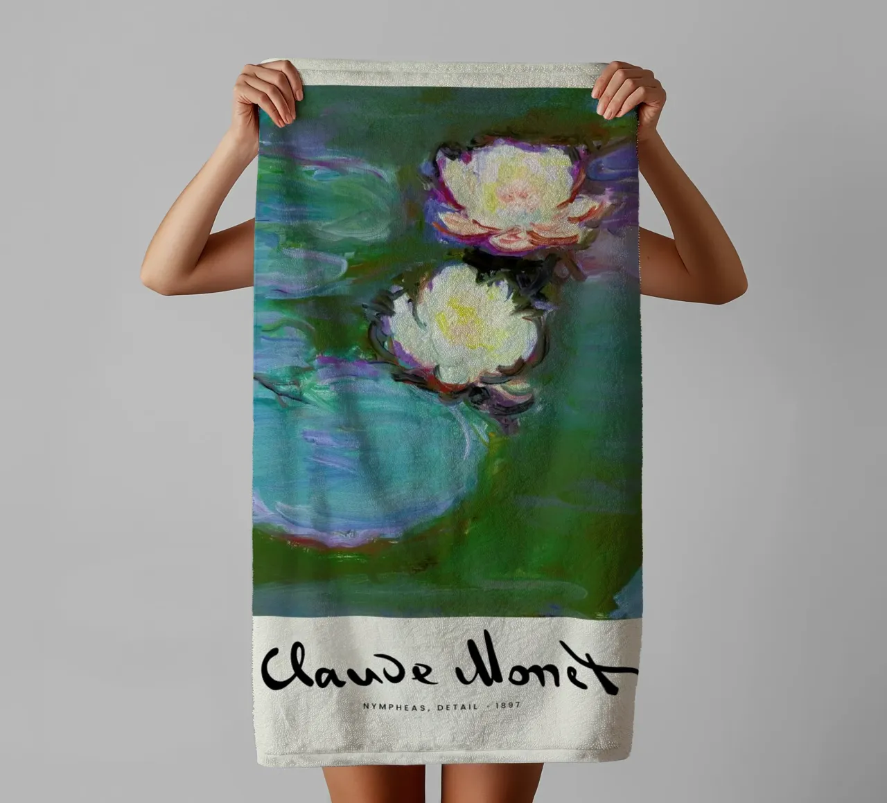 Monet – Signed Nympheas asciugamano da bagno da Vintage by JUNIQE