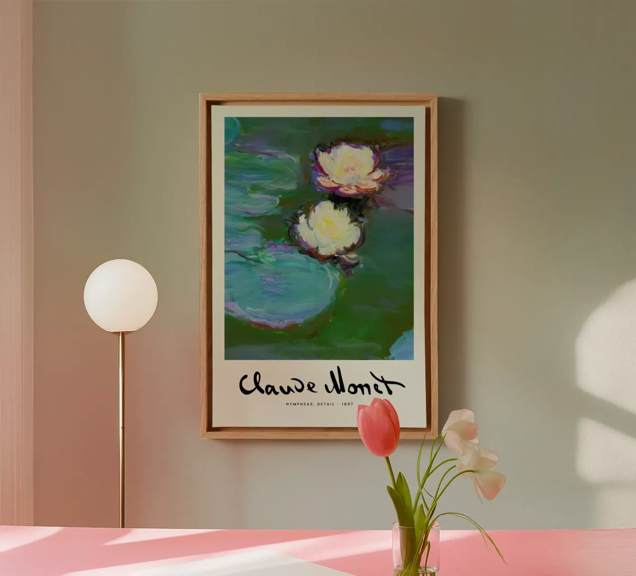 Monet – Signed Nympheas tela con Cornice a cassetta da Vintage by JUNIQE