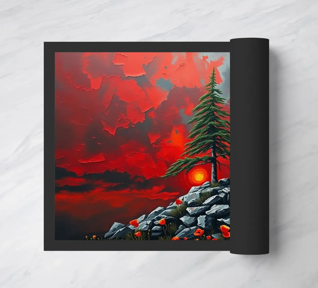 Un simbolo di resilienza in un'alba cremisi zerbino da Artistic-shop