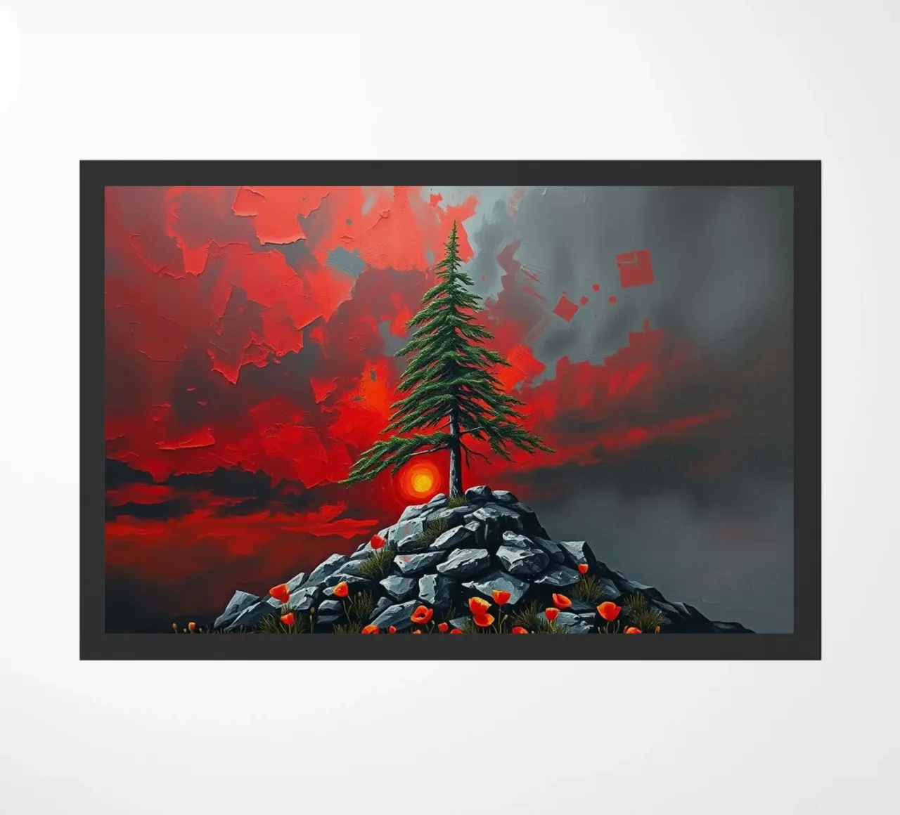 Un simbolo di resilienza in un'alba cremisi zerbino da Artistic-shop