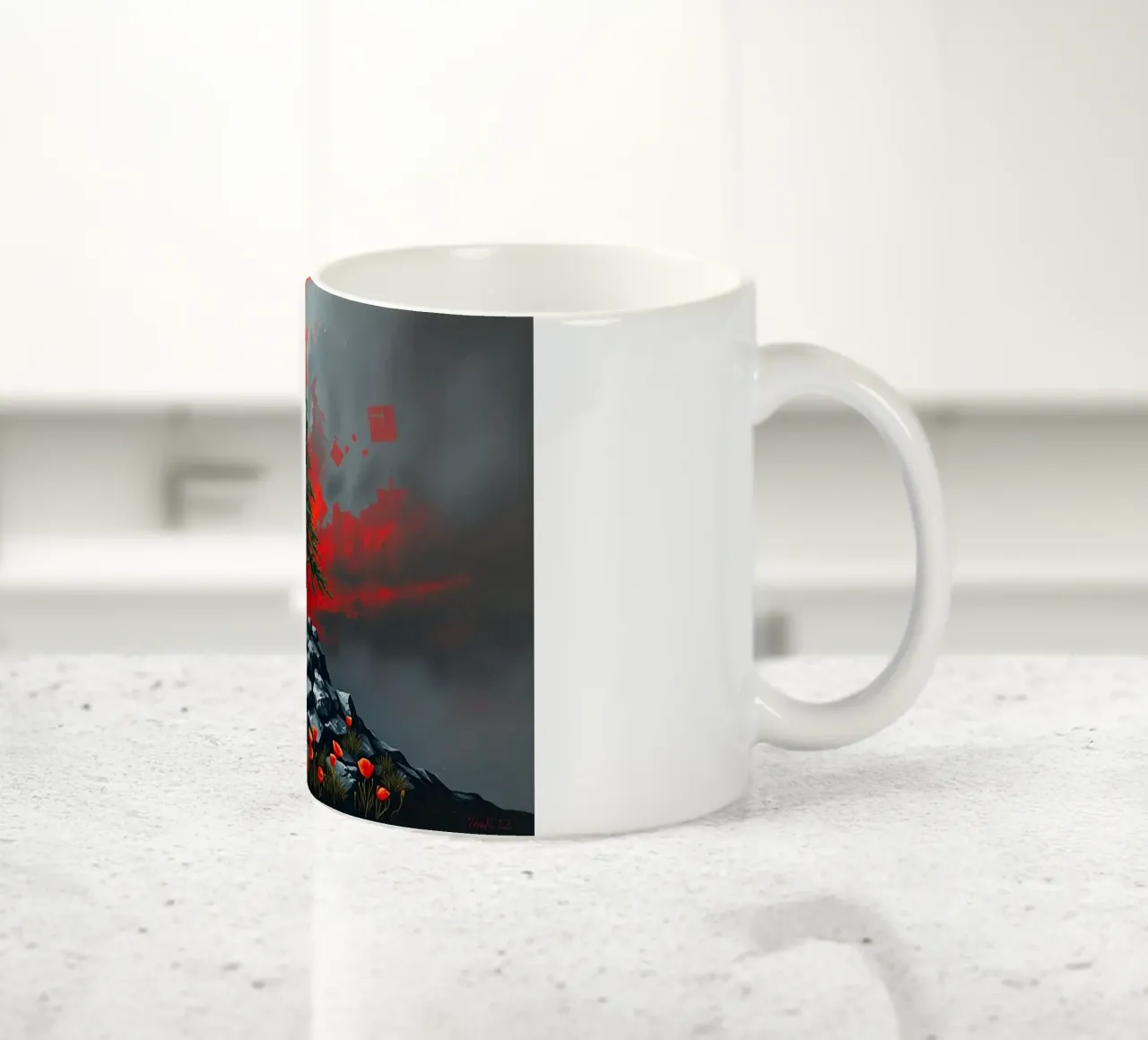 Un simbolo di resilienza in un'alba cremisi tazza in ceramica da Artistic-shop