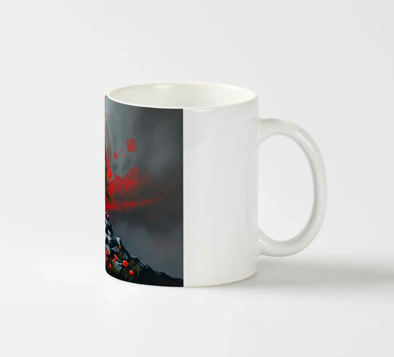 Un simbolo di resilienza in un'alba cremisi tazza in ceramica da Artistic-shop