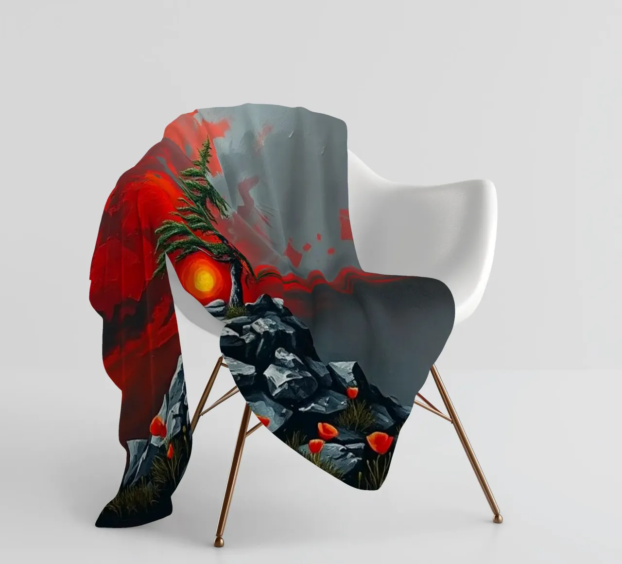 Un simbolo di resilienza in un'alba cremisi coperta in pile da Artistic-shop