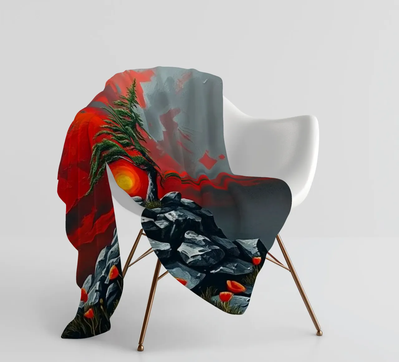 Un simbolo di resilienza in un'alba cremisi coperta in pile da Artistic-shop