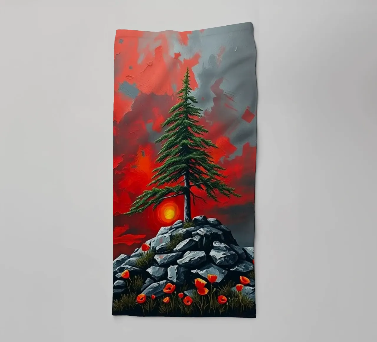 Un simbolo di resilienza in un'alba cremisi asciugamano da bagno da Artistic-shop