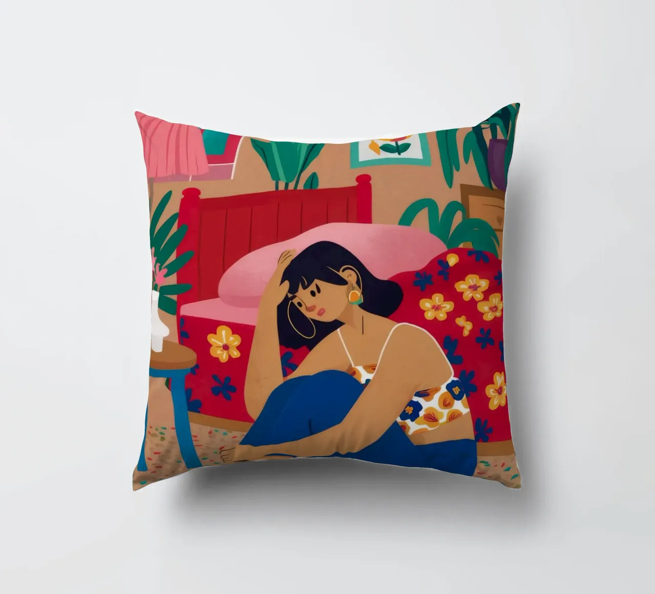 Sad Girl Sanctuary decorative cushion by Peak Delusion
