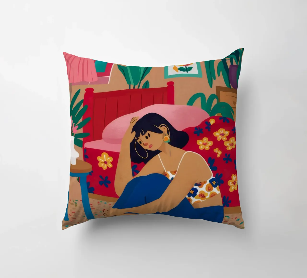 Sad Girl Sanctuary decorative cushion by Peak Delusion