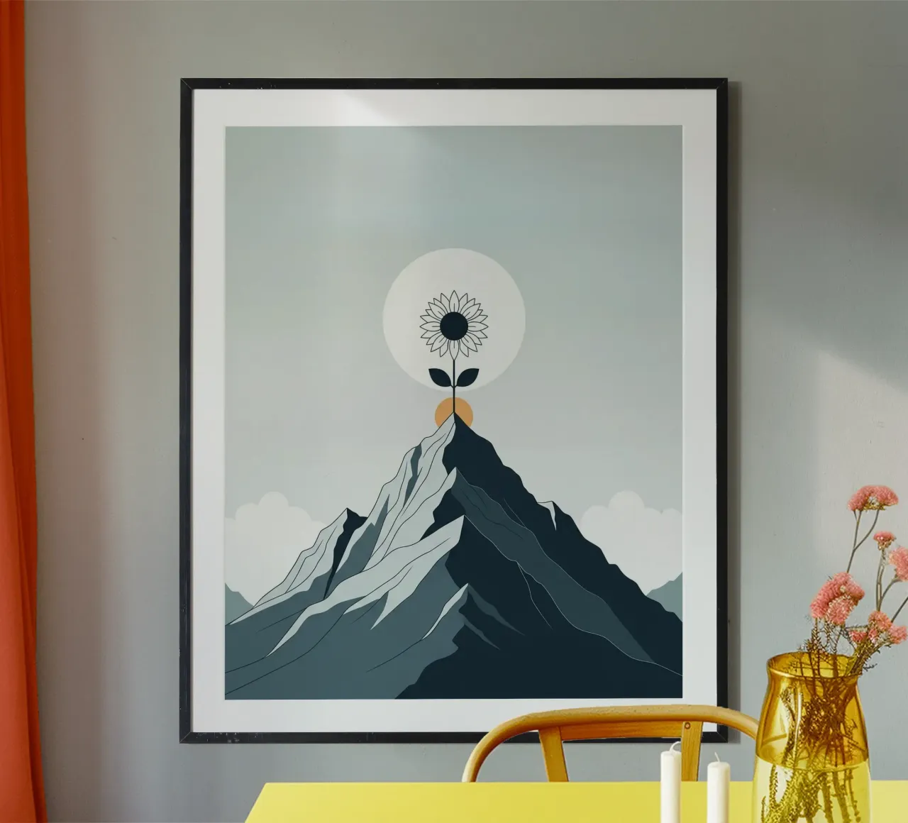 Floral bauhaus #066: Where the Light Grows poster with wooden frame by Zen Design