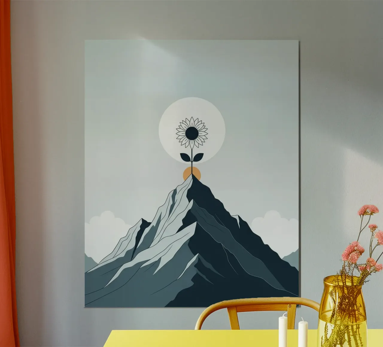 Floral bauhaus #066: Where the Light Grows poster with wooden frame by Zen Design