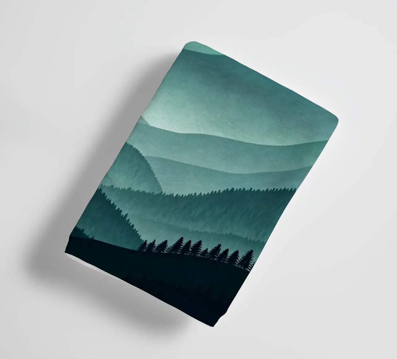 A Tranquil Vista: Layers of Teal and Green Mountains towel by Artistic-shop