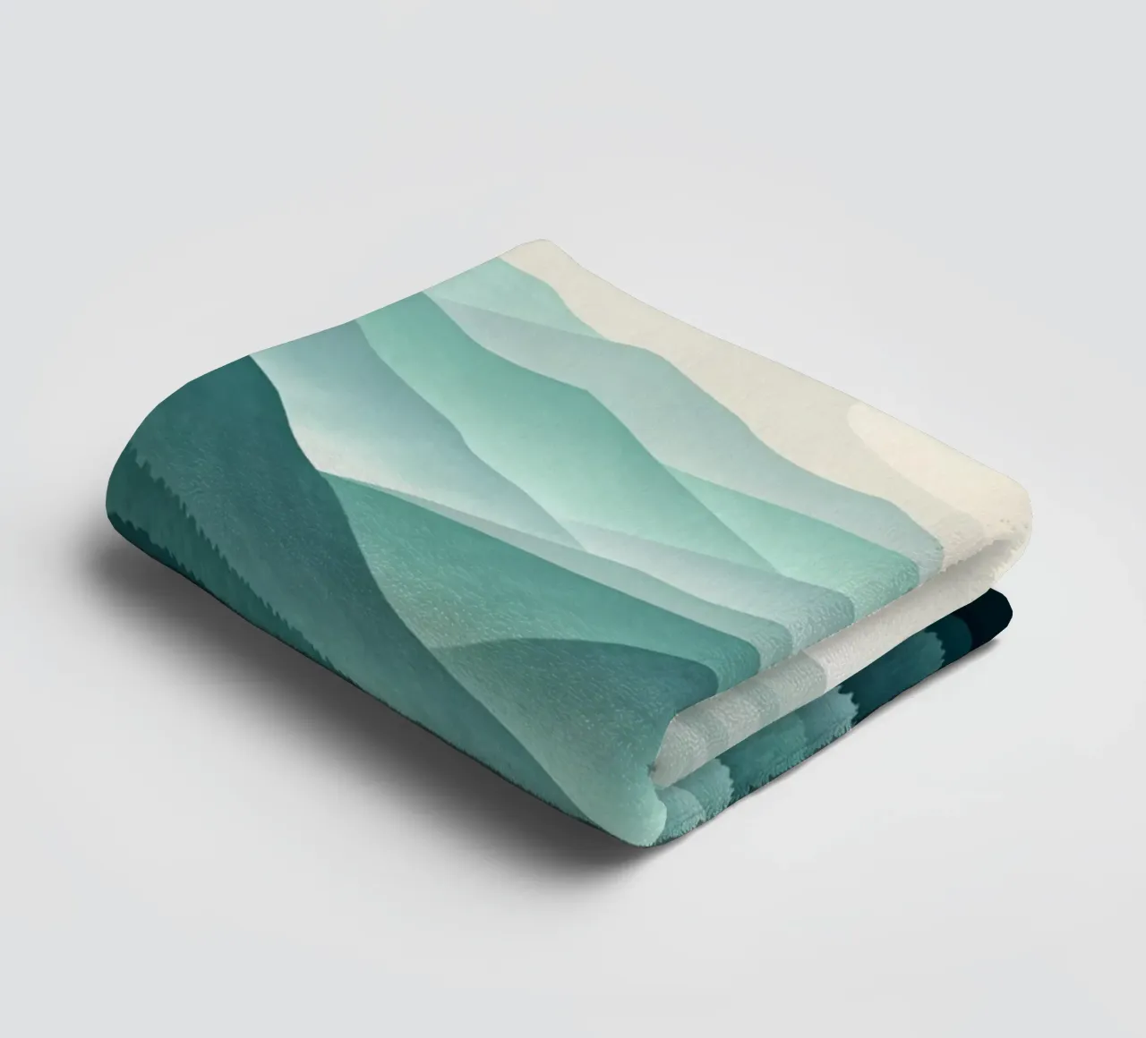 A Tranquil Vista: Layers of Teal and Green Mountains towel by Artistic-shop