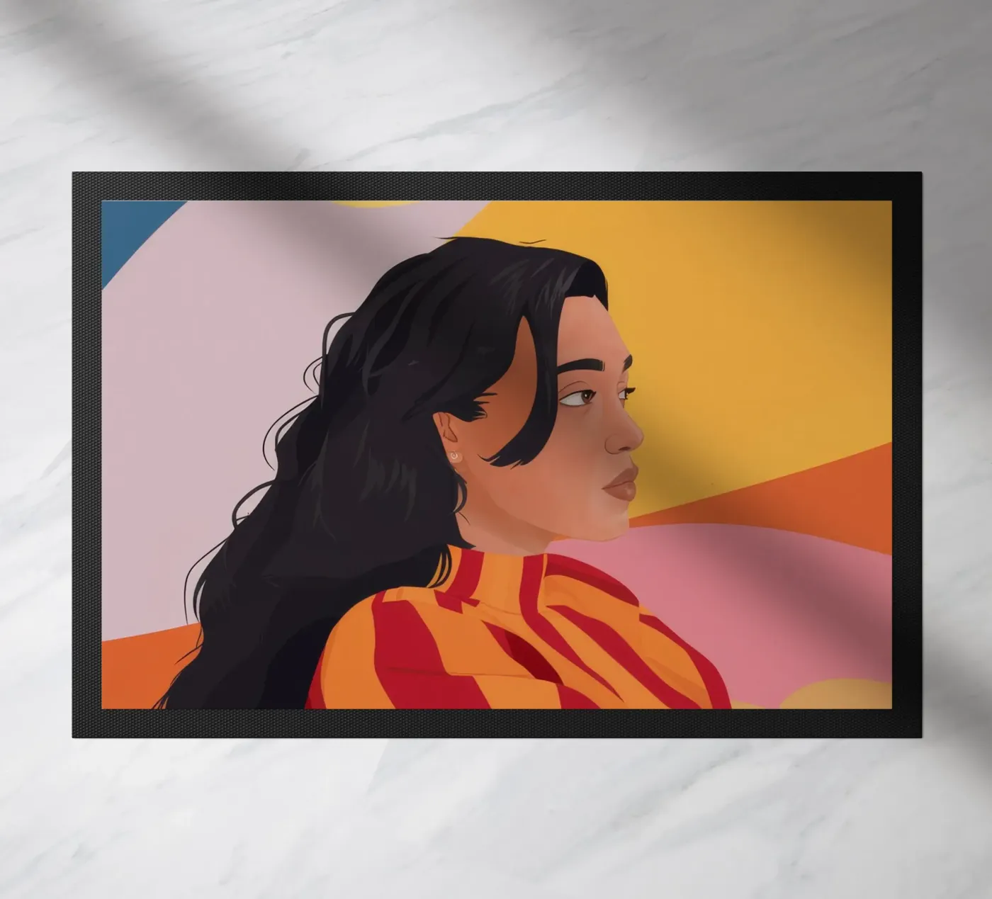 Gestreifter Pullover-Blick Fußmatte von Peak Delusion