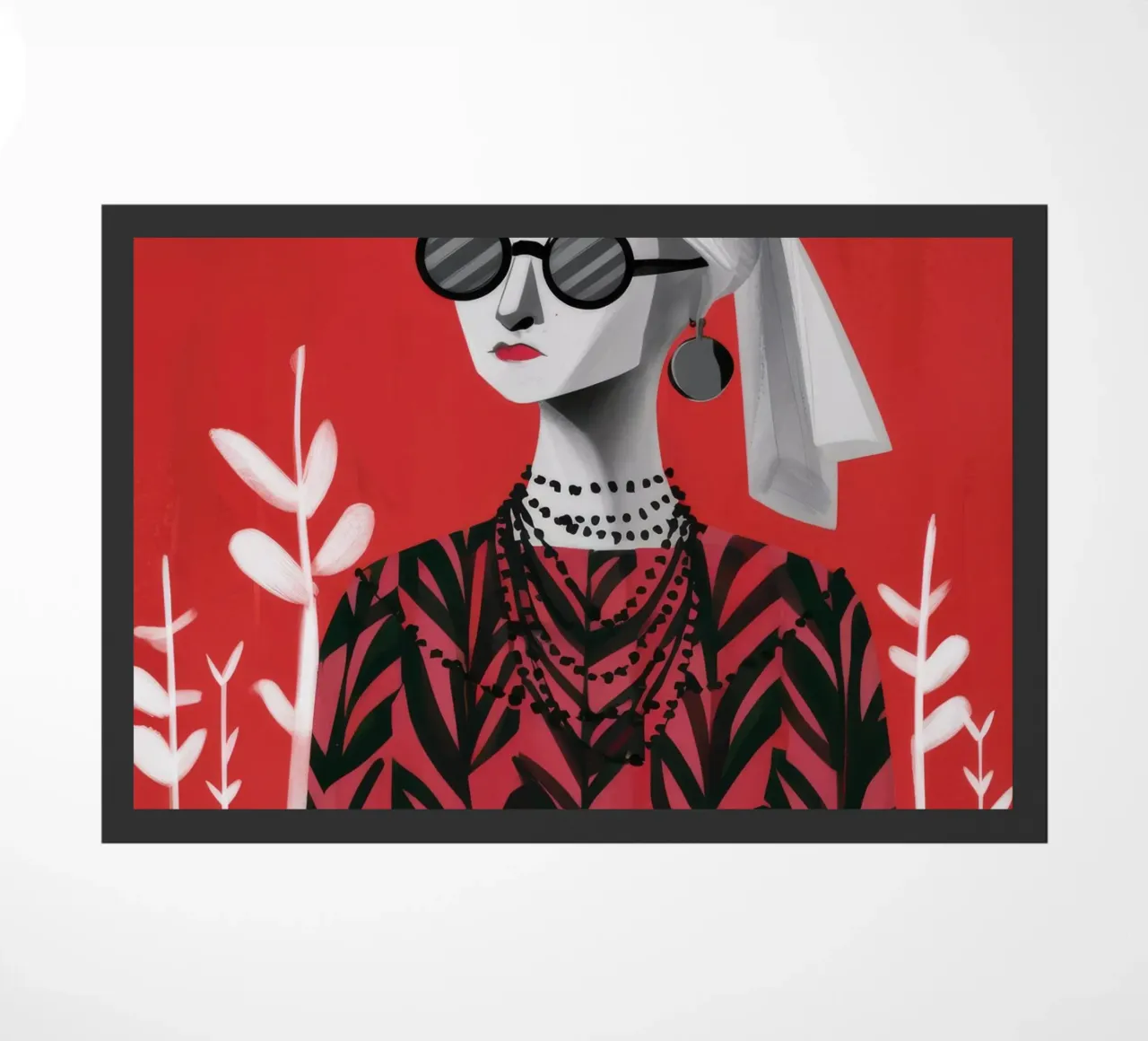 Red Patterned Poise doormat by Peak Delusion