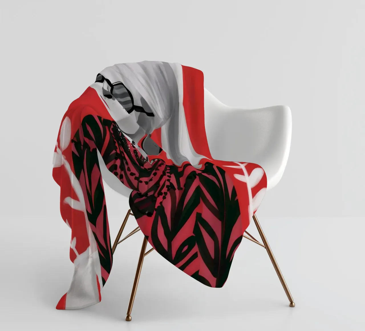 Red Patterned Poise fleece blanket by Peak Delusion