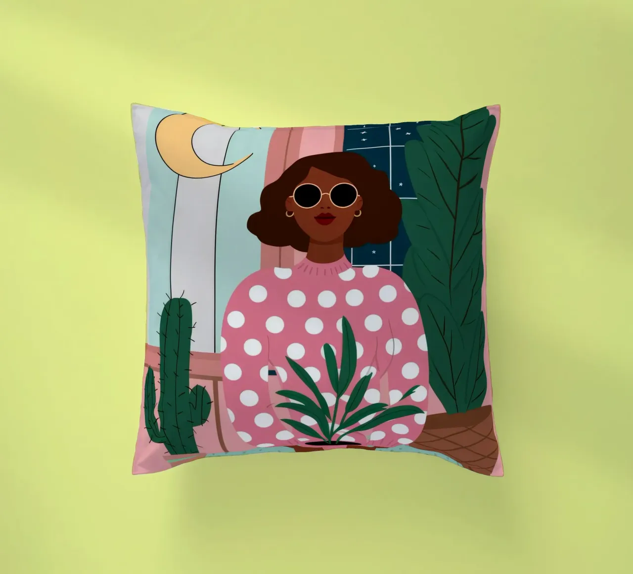 Cactus Moon Repose decorative cushion by Peak Delusion