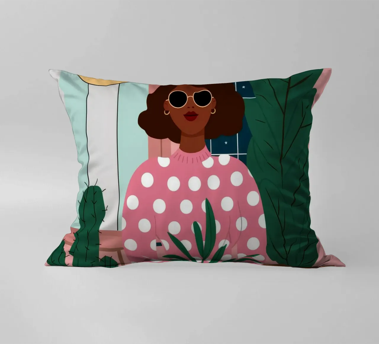 Cactus Moon Repose decorative cushion by Peak Delusion
