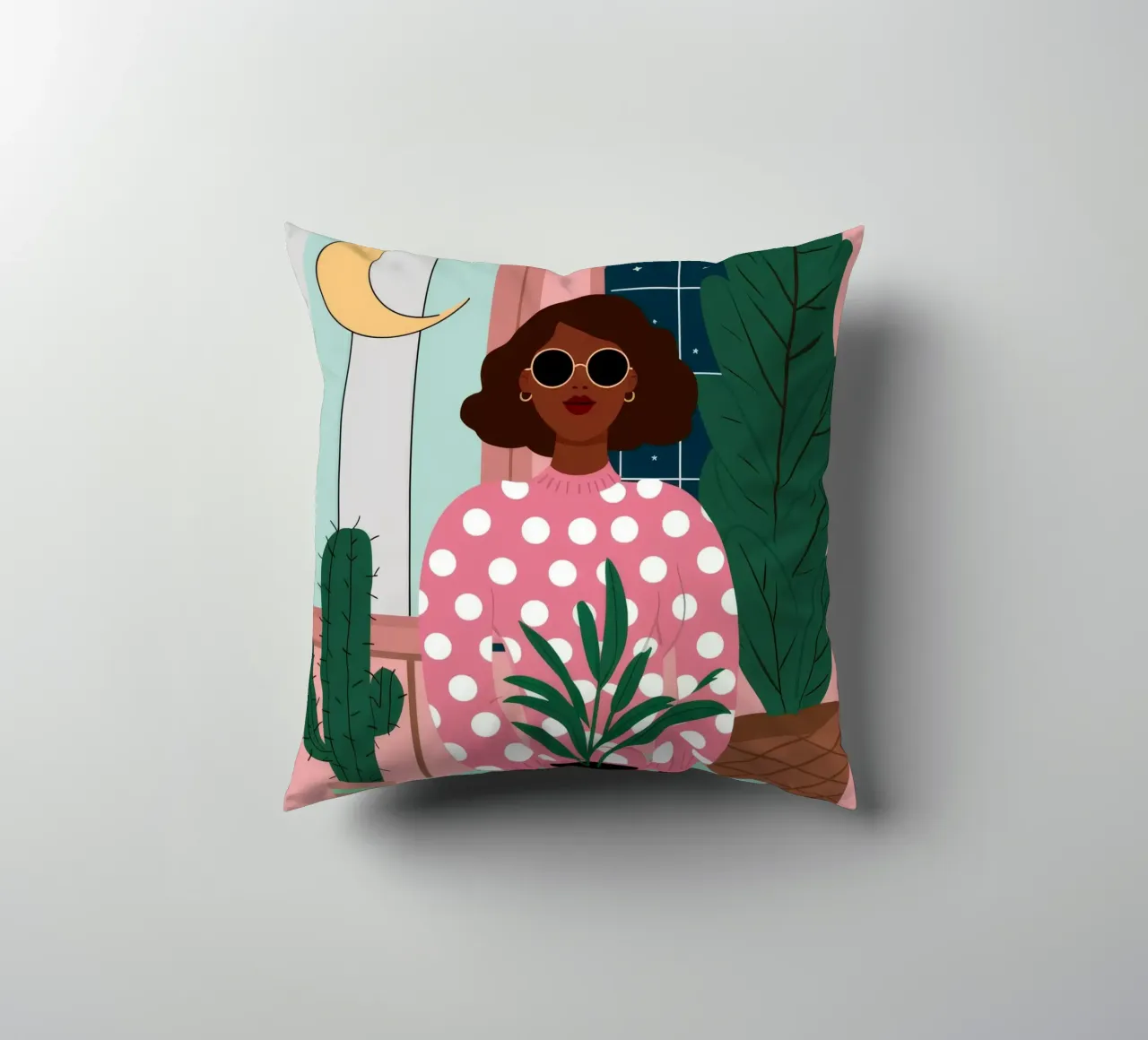 Cactus Moon Repose decorative cushion by Peak Delusion
