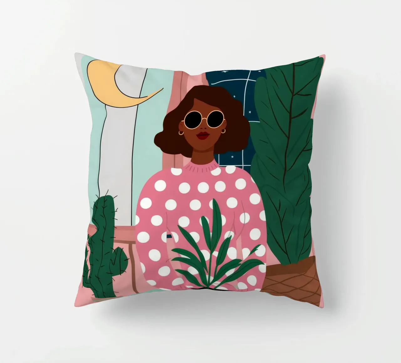 Cactus Moon Repose decorative cushion by Peak Delusion