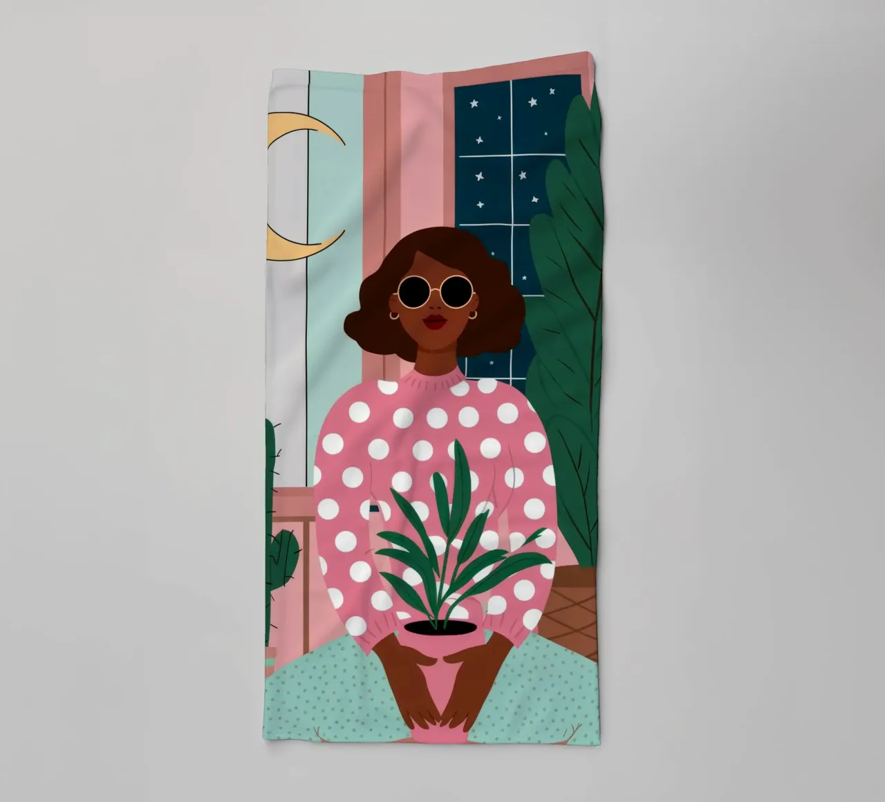 Cactus Moon Repose towel by Peak Delusion