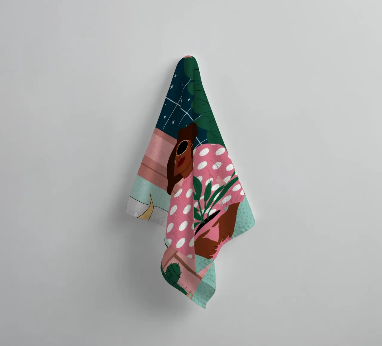 Cactus Moon Repose towel by Peak Delusion