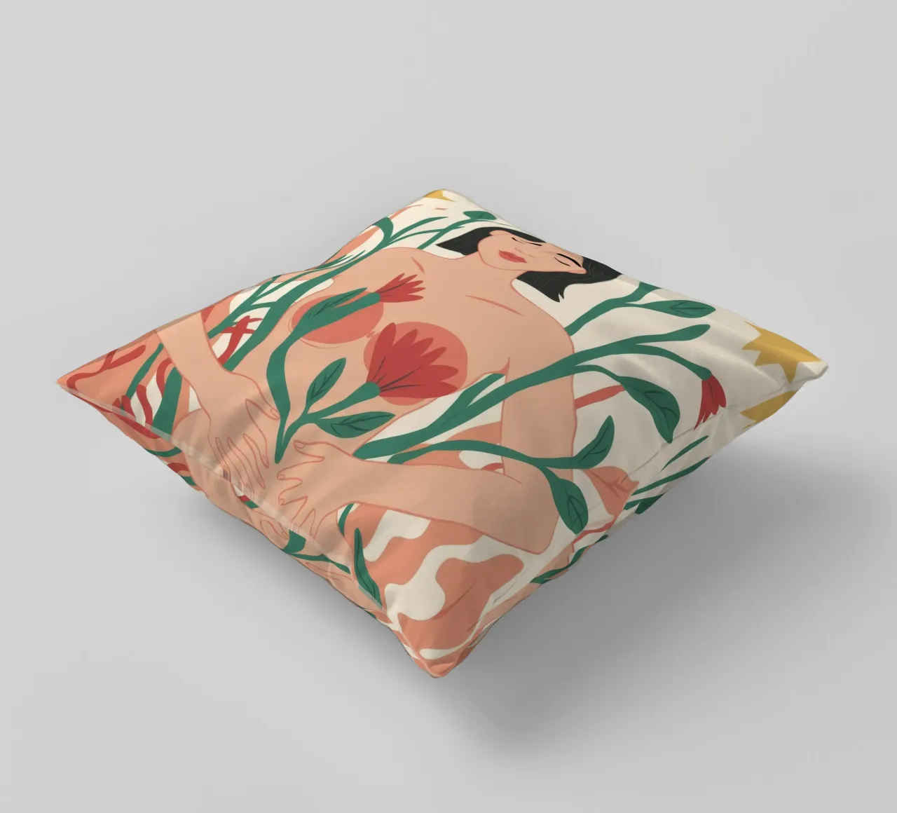 Floral Goddess Power decorative cushion by Peak Delusion