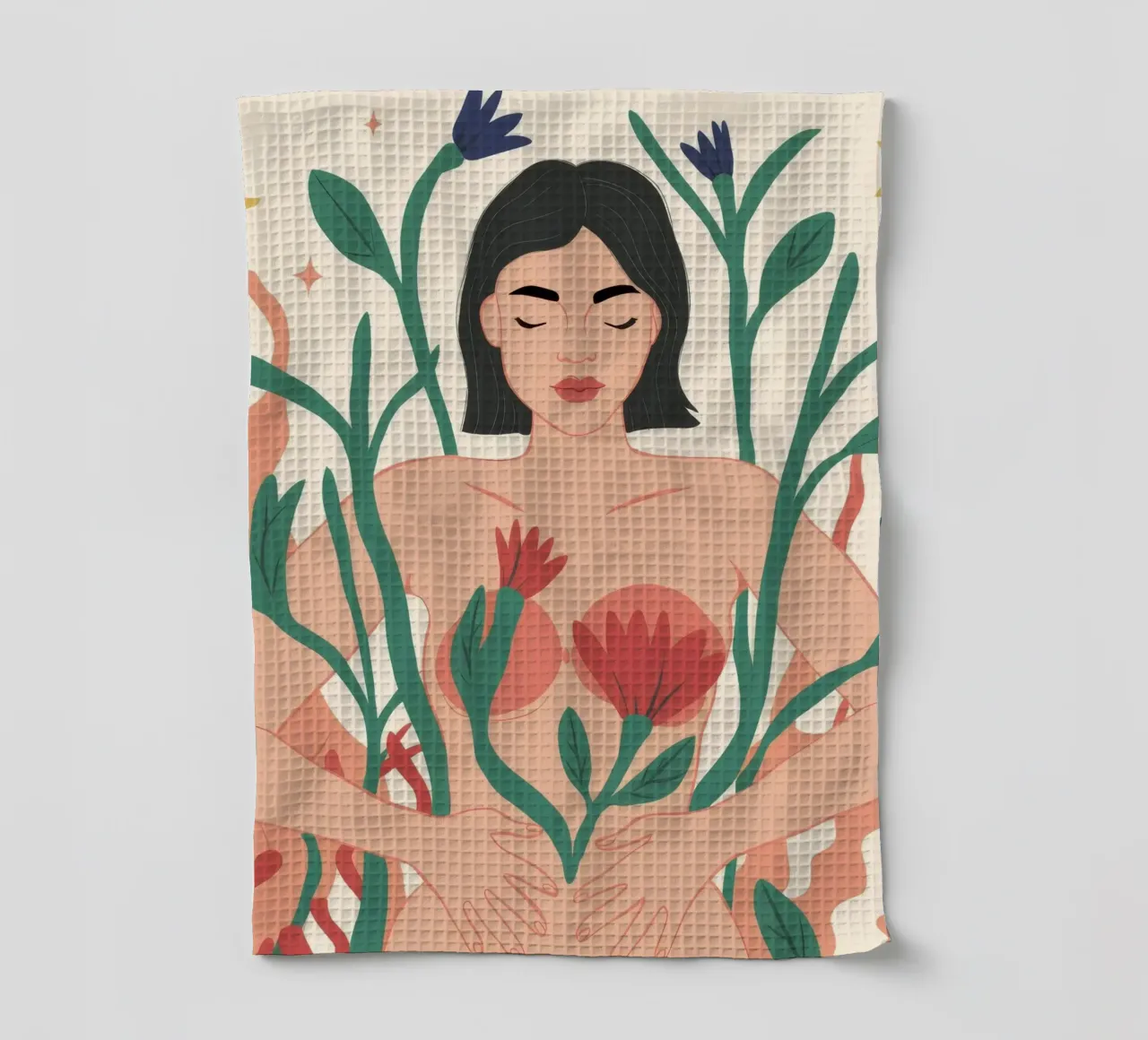 El poder de la diosa de las flores paño de cocina de Peak Delusion