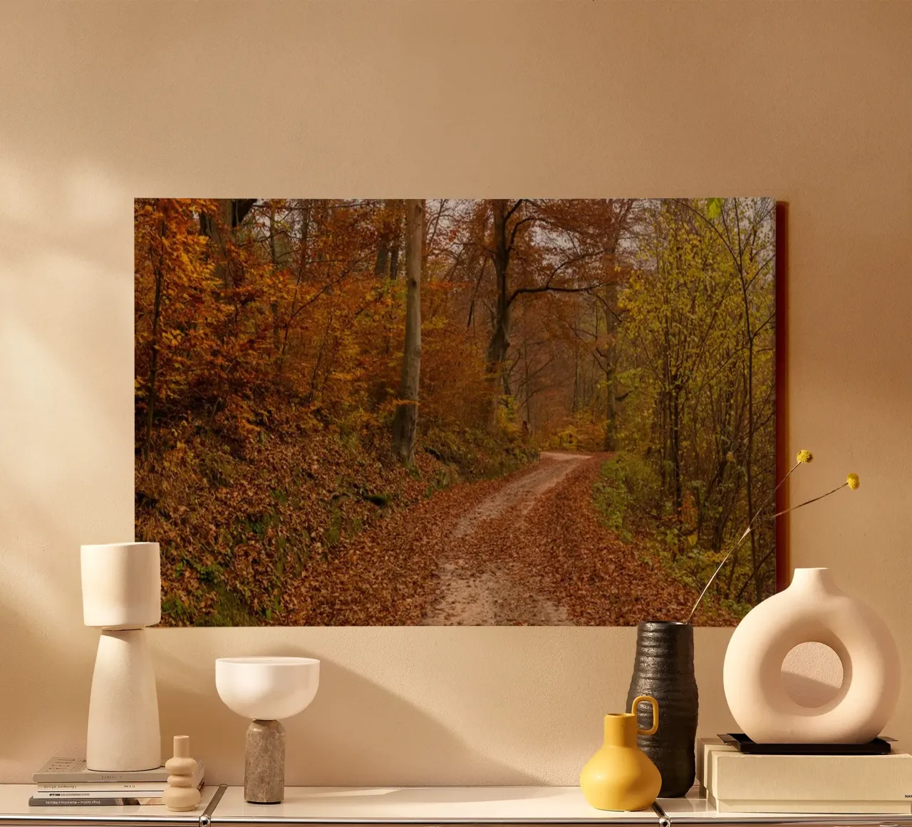 Sussurri di sentieri d'autunno tela con Cornice a cassetta da PhotoVibe Decor