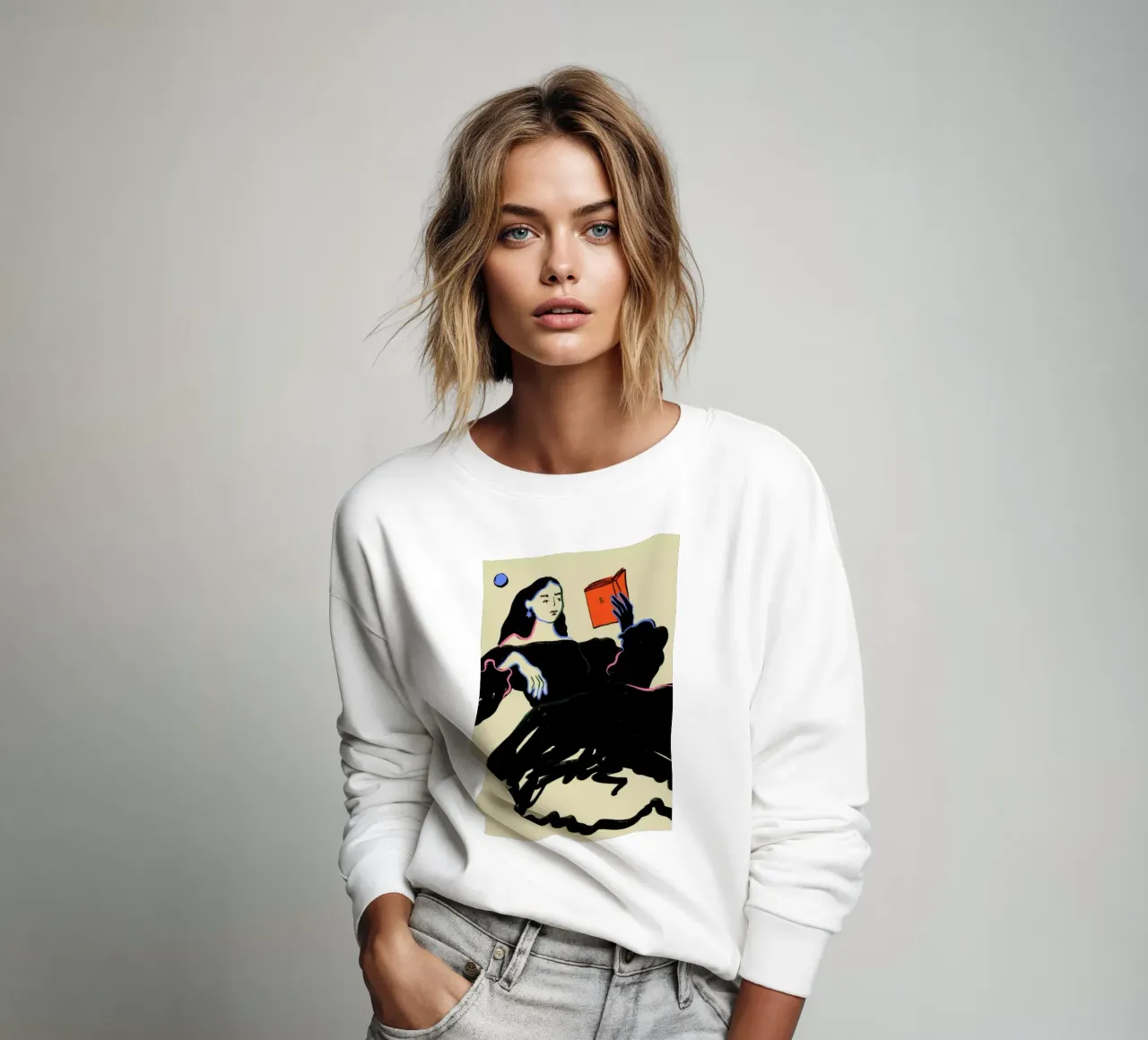 Midnight Reading sweatshirt by Sandra Poliakov