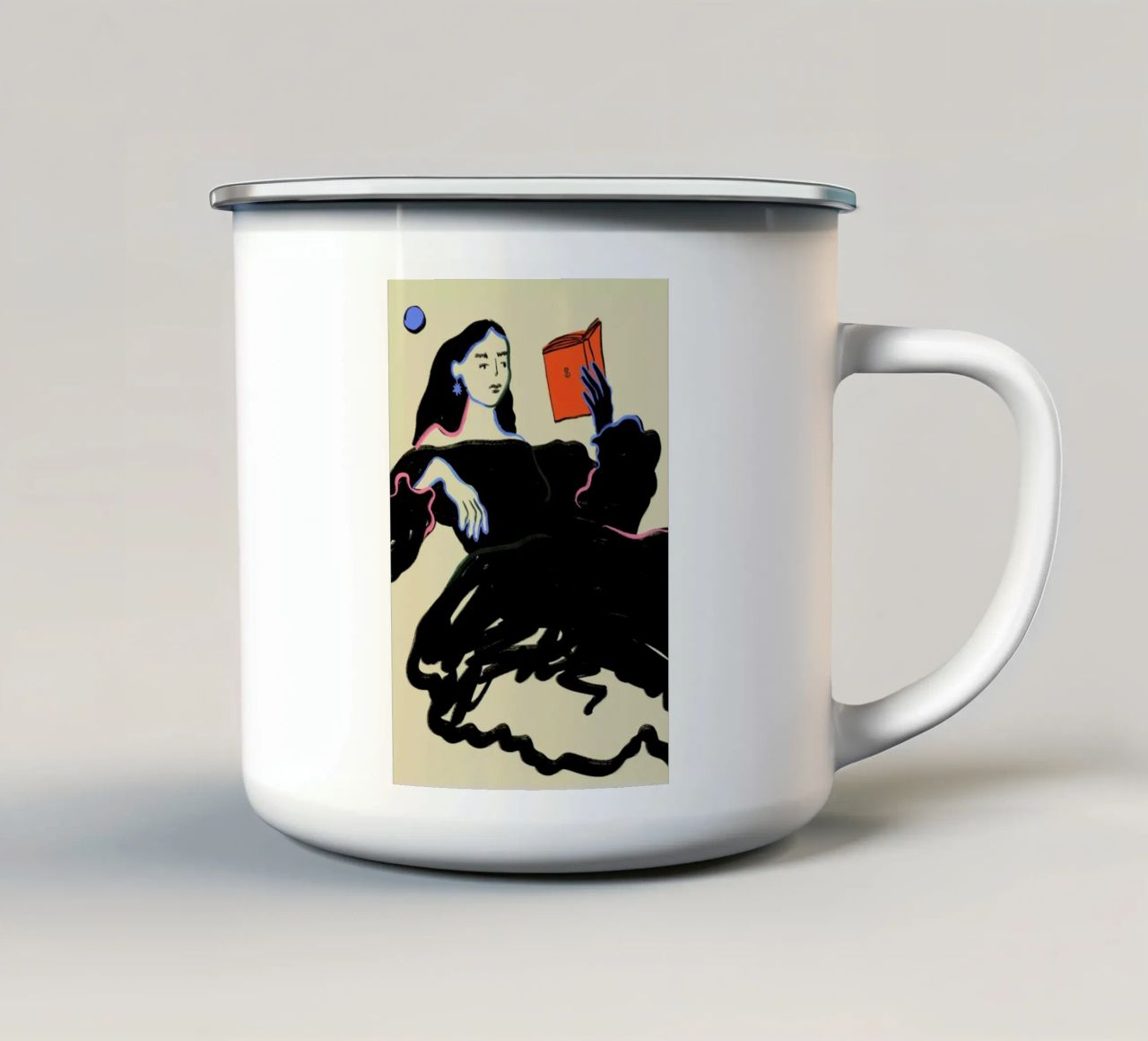 Midnight Reading tazza in smalto da Sandra Poliakov