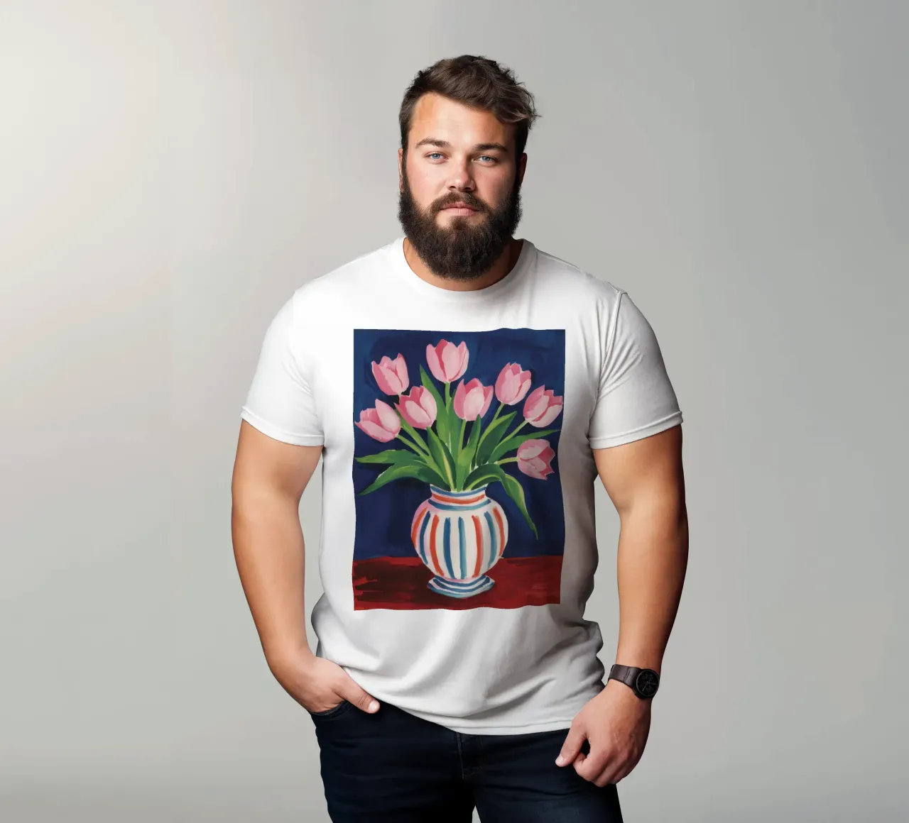 Tulip Striped Vase t-shirt by Peak Delusion
