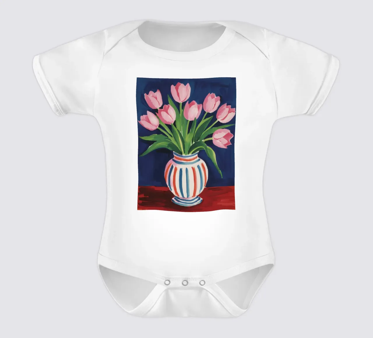 Tulp Gestreepte Vaas babyrompertje korte mouwen van Peak Delusion
